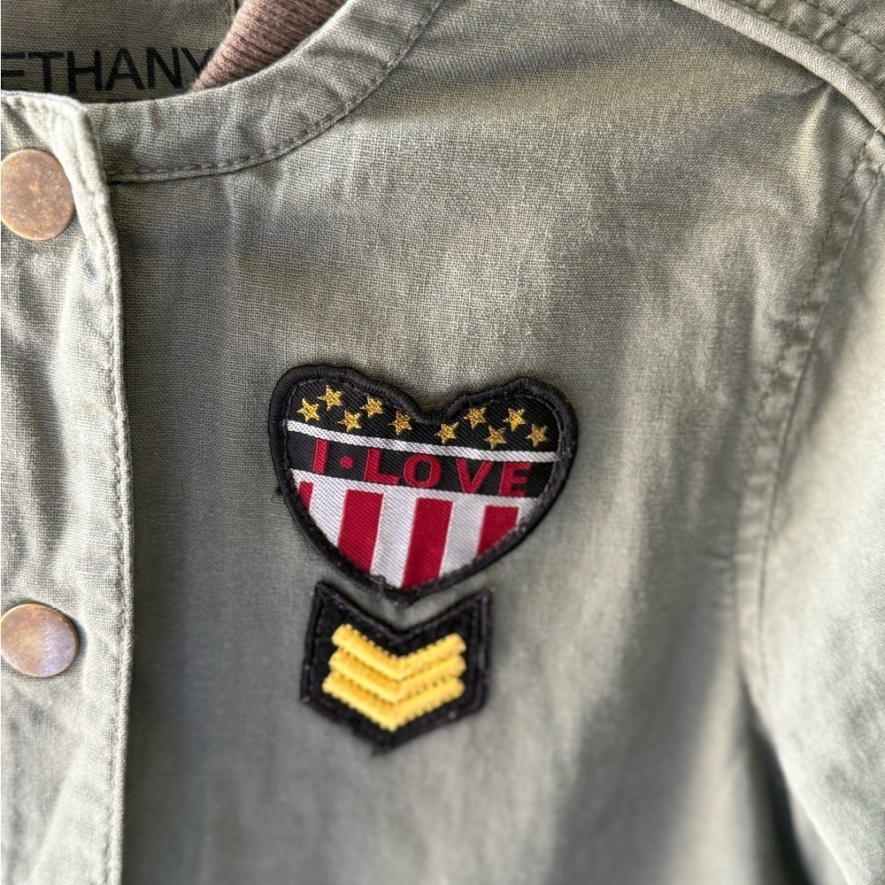 Bethany Mota Utility Jacket Green Patch Detail Size S - Picture 5 of 7
